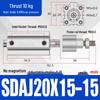 Adjustable Stroke Pneumatic Thin Cylinder - Piston Rod Sizes: 16/20/25/32/40/63