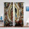 Our Lady Guadalupe Mexican Saint Virgin Mary Floral Sheer Curtains for Bedroom Living Room Kitchen Blinds Window Curtains 2pcs