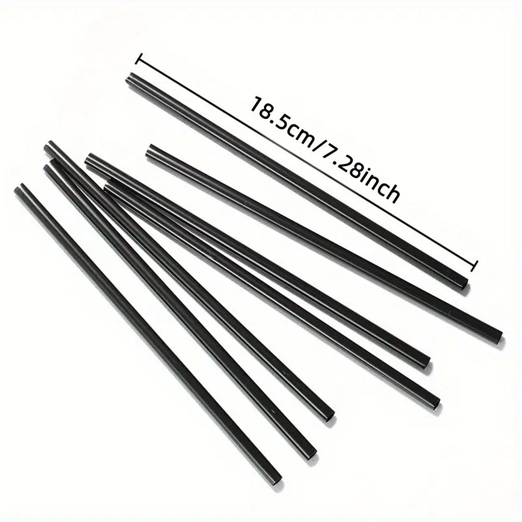 50/100PCS Black Disposable Straws Straight Through Fine Straws Plastic Beverage Tubes That Can Be Reused Coffee Shop Bar Party