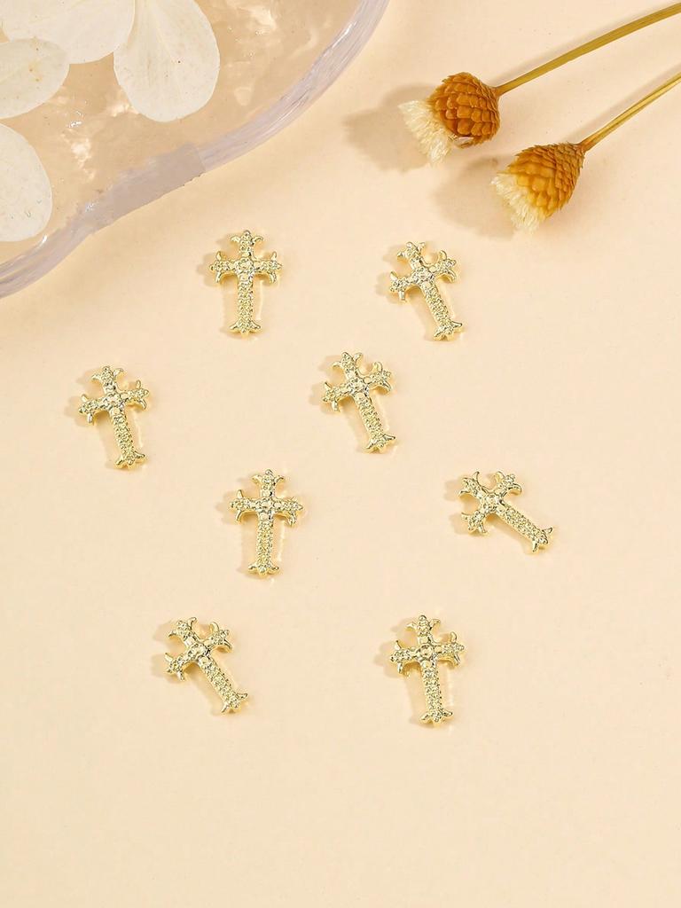 Halloween 10pcs/Pack Gold Silver Cross Designed Nail Art Accessories For Nail Art Creations