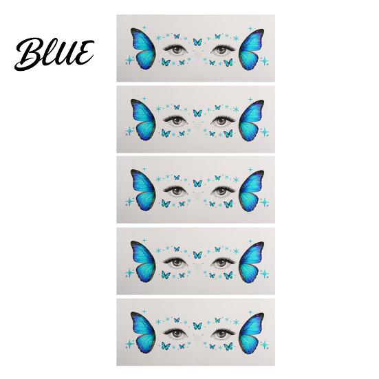 Easy Butterfly Makeup Decals 5 Sheets Glitter Eye Stickers Temporary Face Tattoos