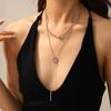 Geometric Long Chain Necklace With Double Circles For Women Summer Fashion Accessory