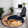 1pc Moon Dog Office Round Area Rug, Under Office Chairs Bedroom Living Room Home Decor, Room Deco