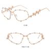 Oval Shades Frame Cat Eye Glasses Metal Bling Rhinestone Frame Eyewear Oversized Optical Spectacle Eyeglass for Women Men