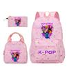 KPop Demon Hunters Character Colorful Backpack Three-Piece Set Rumi Mira Zoey HUNTR/X Saja Children'S Large Capacity Schoolbag