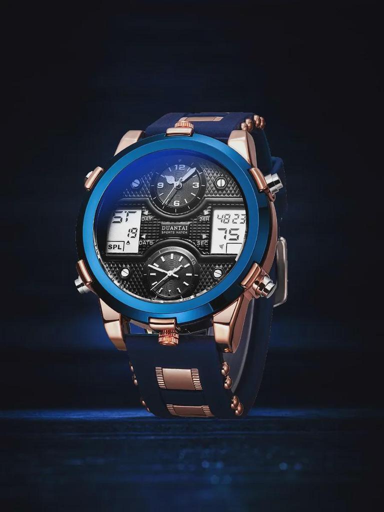 DUANTAI Military Watch: Dual Movement, Dual Display, Luminous, Multi-Function, Waterproof Sports Watch.