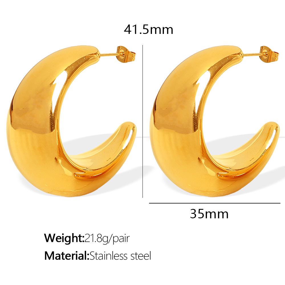 French Minimalist C-Shaped Crescent Earrings - Versatile, High-End Design for Women