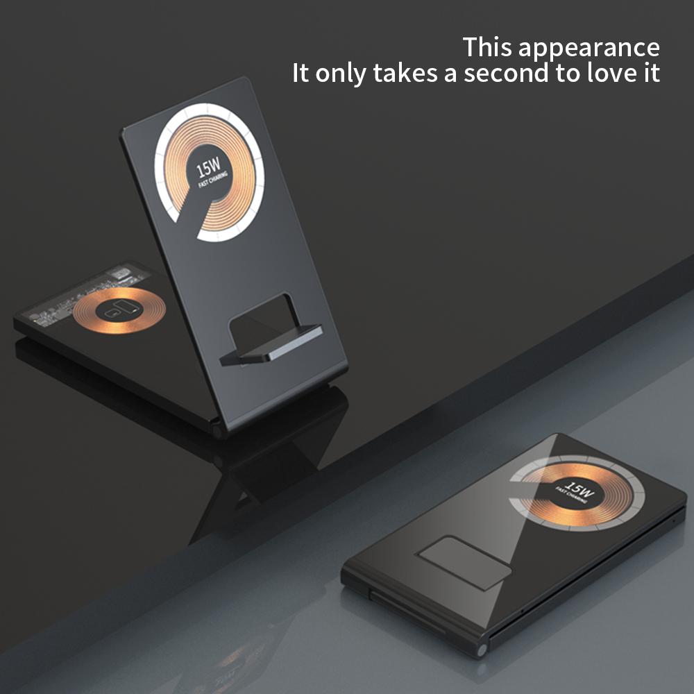

Складное беспроводное зарядное устройство Magsafe 4 в 1, металлическое магнитное быстрое зарядное устройство 15 Вт для Iphone 14 13 Huawei Xiaomi для Iwatch Airpods as picture чёрный