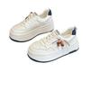 European Leather Breathable Casual Little White Shoes Women's 2025 Autumn New Hong Kong Style Heightening Board Shoes Slim Bread Women's Shoes