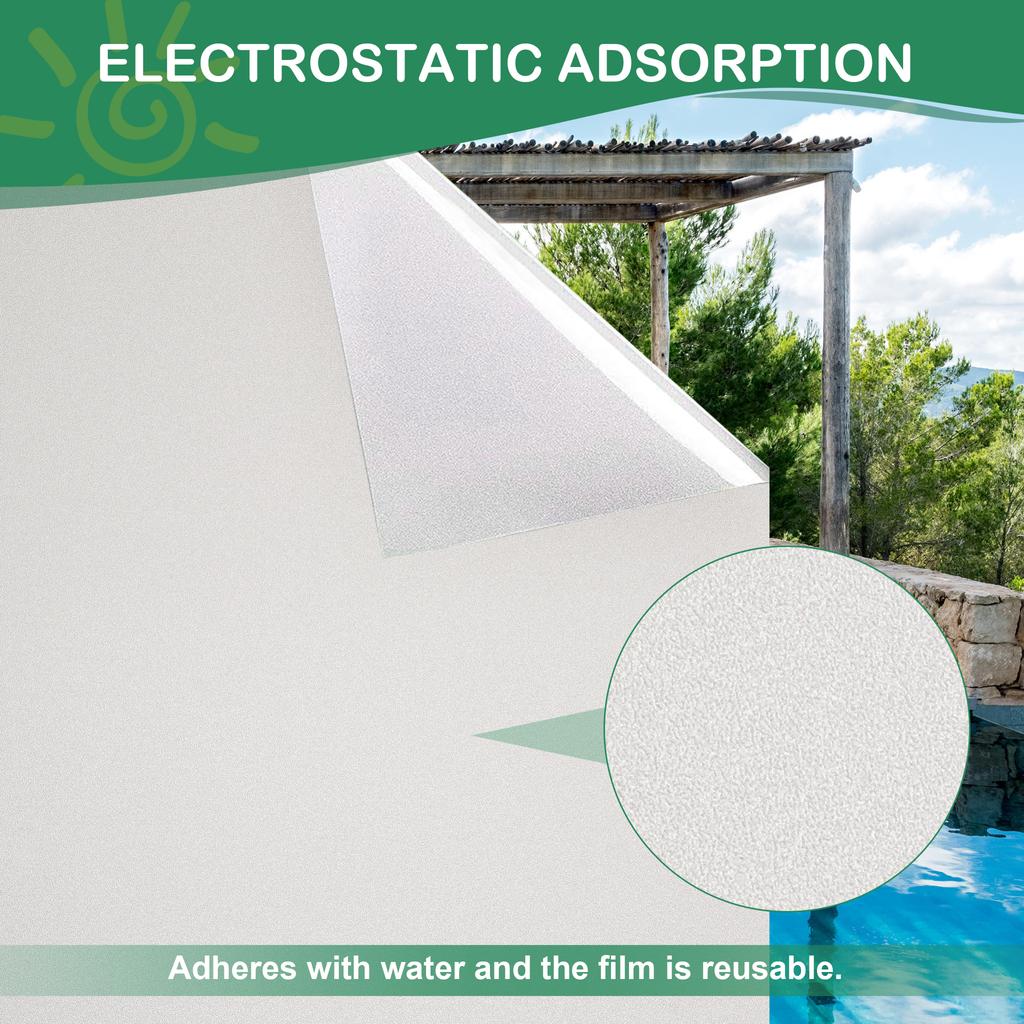 Matte Window Privacy Film Frosted Glass Heat Control UV Blocking Static Cling Opaque Self Adhesive Sticker for Home Office