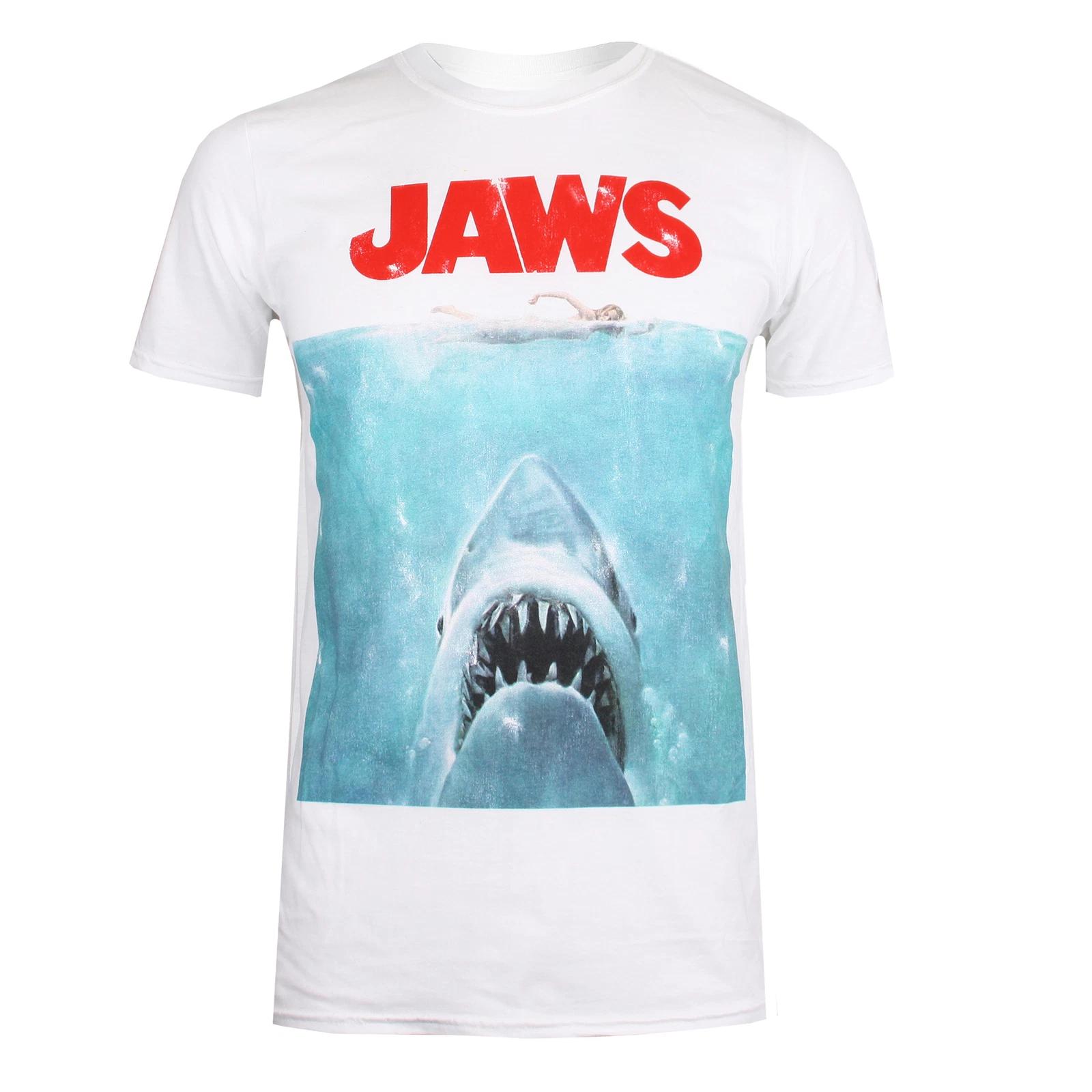 Jaws Movie Poster White T-Shirt 3XL