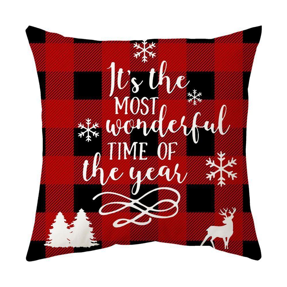 Christmas home decoration pillow cover Merry Christmas Snowman Christmas tree plaid printed cushion cover Sofa room decoration