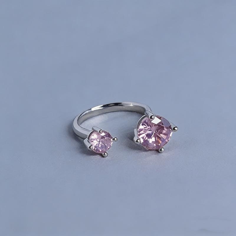 Minimalist Luxury Colored Zircon Adjustable Open Ring for Women – Fashionable High-End Design.
