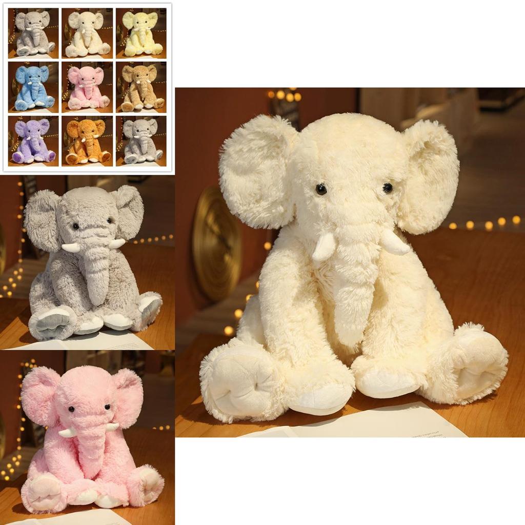 Elephant Plush Toy Stuffed Animal With Soft Pp Cotton Filling For Kids Nursery Decor