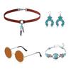 Western Jewelry Set for Women Bohemian Turquoise Jewelry Set Bohemian Jewelry Set Choker Necklace Sunglass Earrings