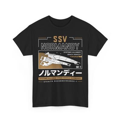 T-shirt Unisex Estetica Ssv Normandy. Videogioco Mass Effect. Comandante Shepard
