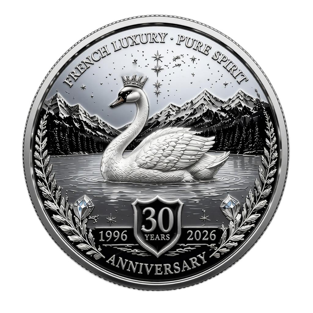 30 Years Anniversary Commemorative Coin Featuring Two Swans Design Limited Edition Collectible Silver Coin French Luxury Pure Spirit
