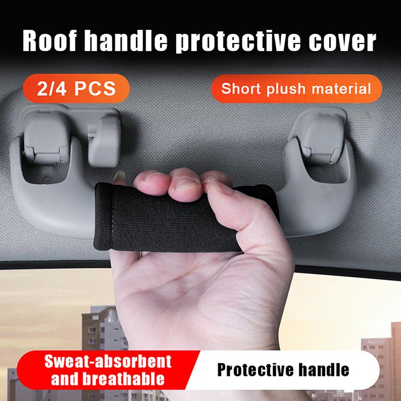 2/4 Stück Weicher Plüsch Auto Dach Armlehne Rutschfester Auto Haltegriffschutz Zuggriffabdeckung Dachgriffabdeckung Auto Innenzubehör