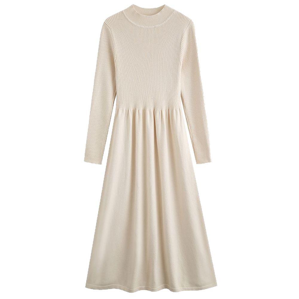 Petite Women's Winter Base Layer French Knitted Wool Long Dress Skirt, 2025 Style.