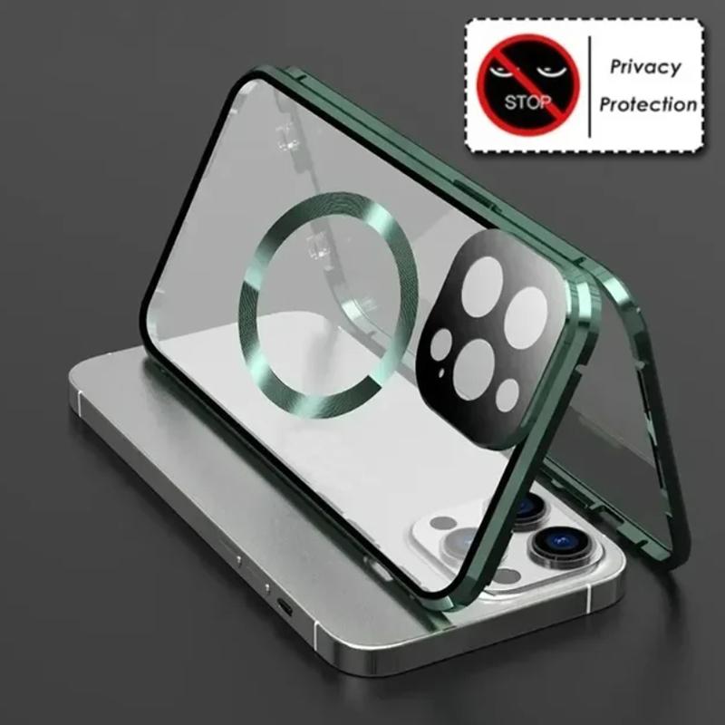 Funda Magnética Metálica Anti Miradas Indiscretas de Privacidad Para iPhone 17 16e 15 14 13 12Pro Max Funda Magsafe Protección 360 Funda de Teléfono a Prueba de Golpes