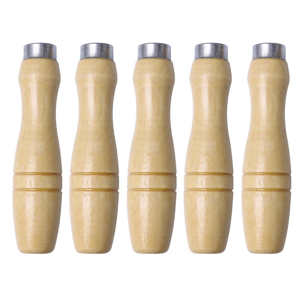 5pcs Wooden For File Wood Rasp Screwdriver Tools Ergonomic 11.3Cm 6.2Mm Handle For File Inner Hole Hand Tool Set