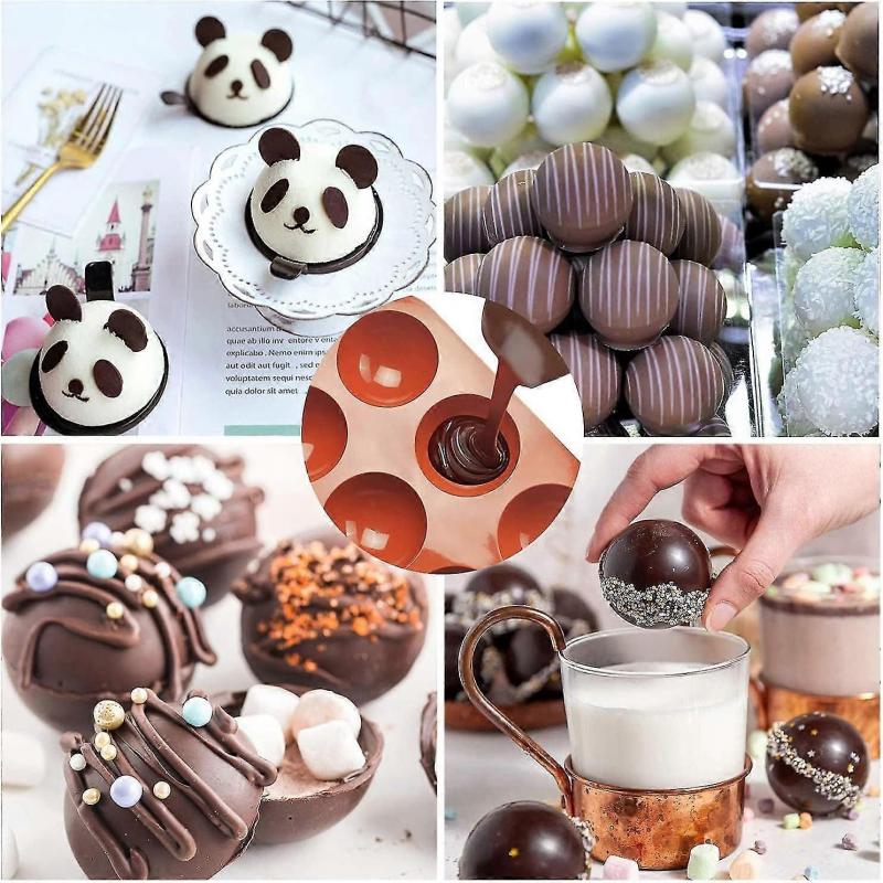 Large 6 Cavity Half Sphere Silicone Mold, 2 Pack Chocolate Ball Molds Baking Mold, Silicone Mold for Making Cakes