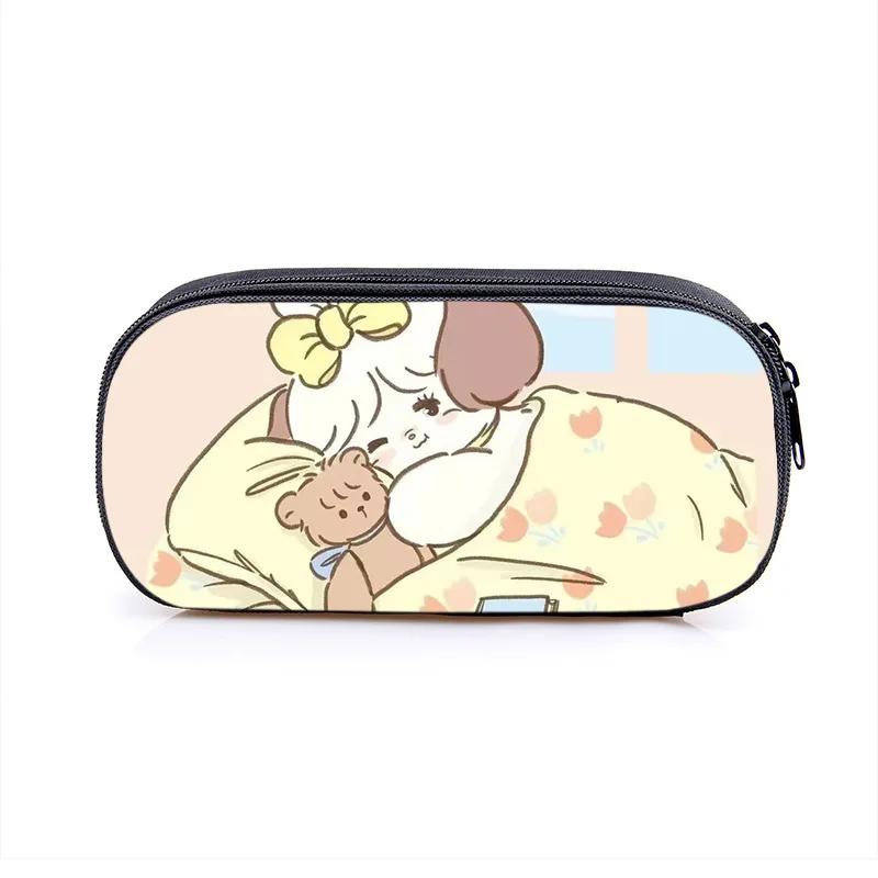 Mikko Pencil Bag Anime Pencil Cases Canvas Kawaii Stationery Box Children's Office Student School Supplies Stationary