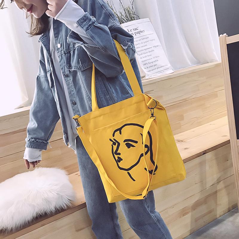 New canvas bag women's trend simple fashion women's bag shoulder bag fresh element handbag