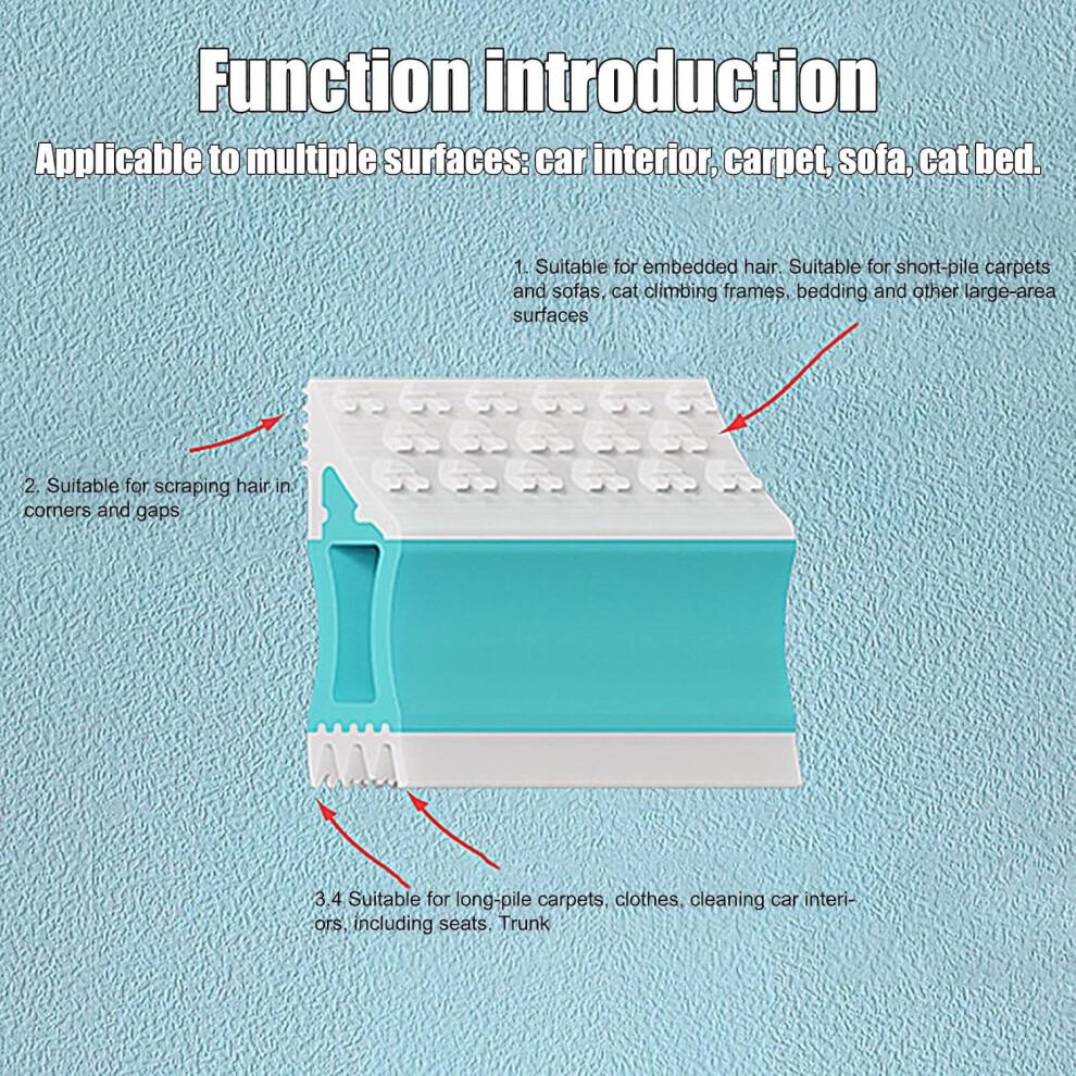 Reusable DoubleSided Pet Hair Remover Brush for Carpet, Sofa, Clothes, Car and Furniture Blue S