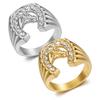 New Hip-Hop Jewelry Titanium Steel Gold-Plated Diamond-Studded Horse Head Men's Ring