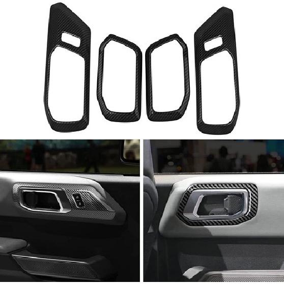 

Carbon Fiber Interior Door Handle Bowl Cover Trim Decor for -25 Ford Bronco