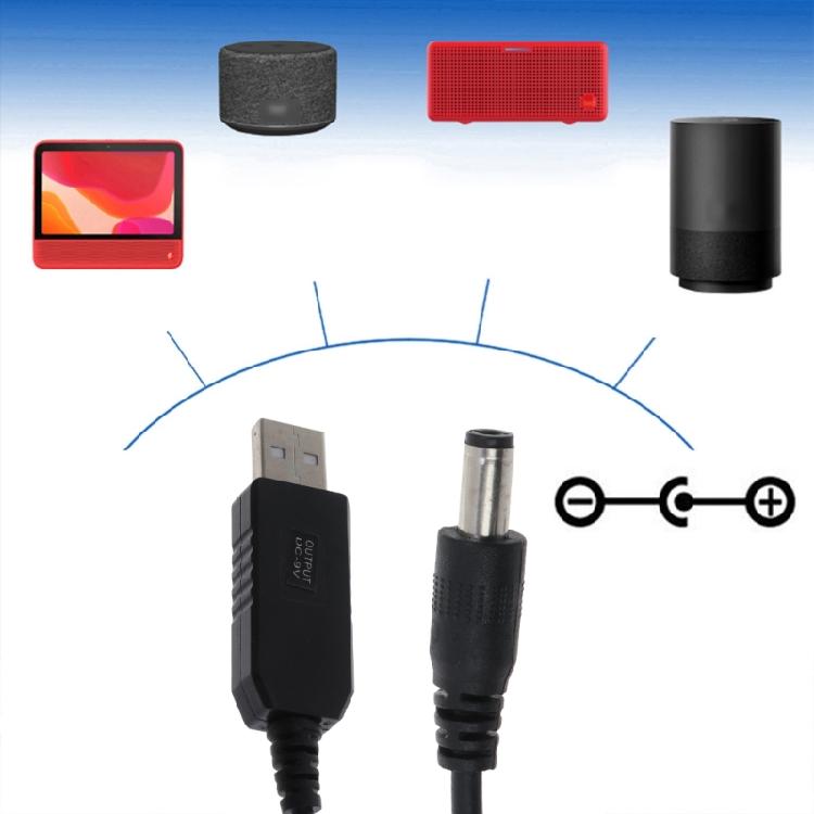 USB 5V to DC 9V Power Boost Line Adapter USB to 5.5mm 2.1mm Round Hole Connector