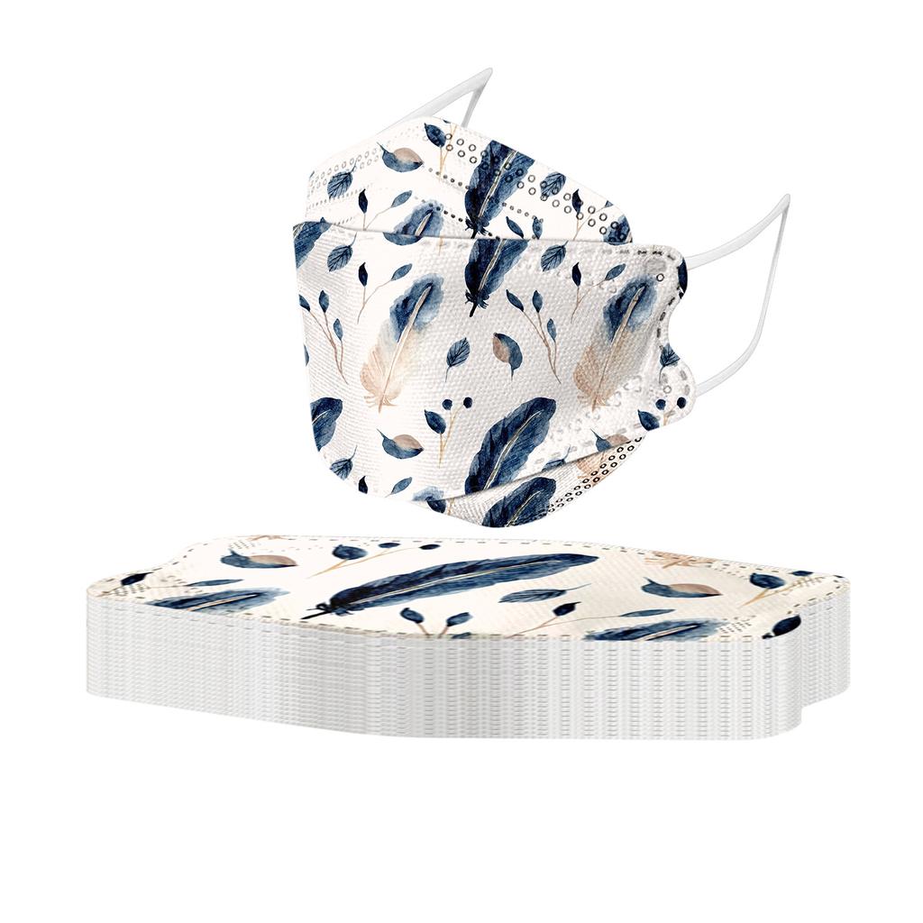 20PCS Unisex Adult Feather Print Outdoor Mask Protective Disposable Face Mask