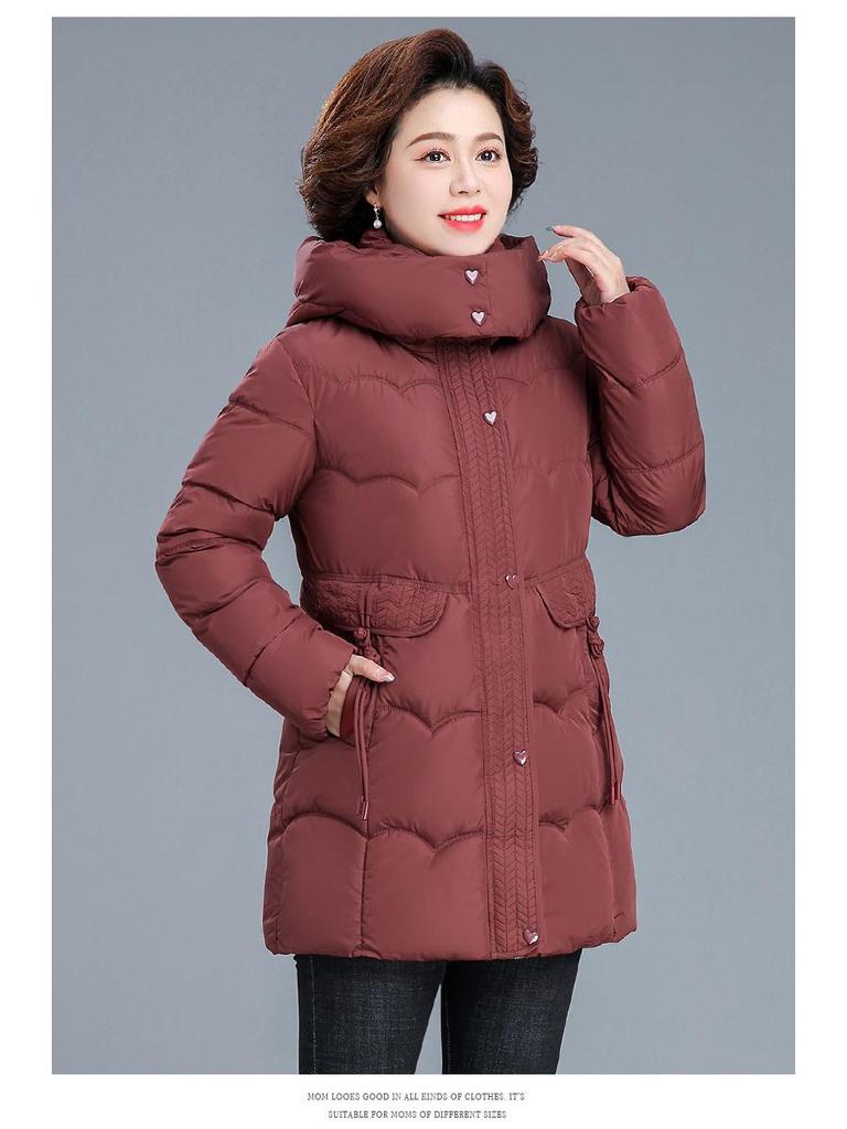2025 Mid-Length Cotton Padded Jacket: Warm Winter Coat for Middle-Aged & Elderly Women