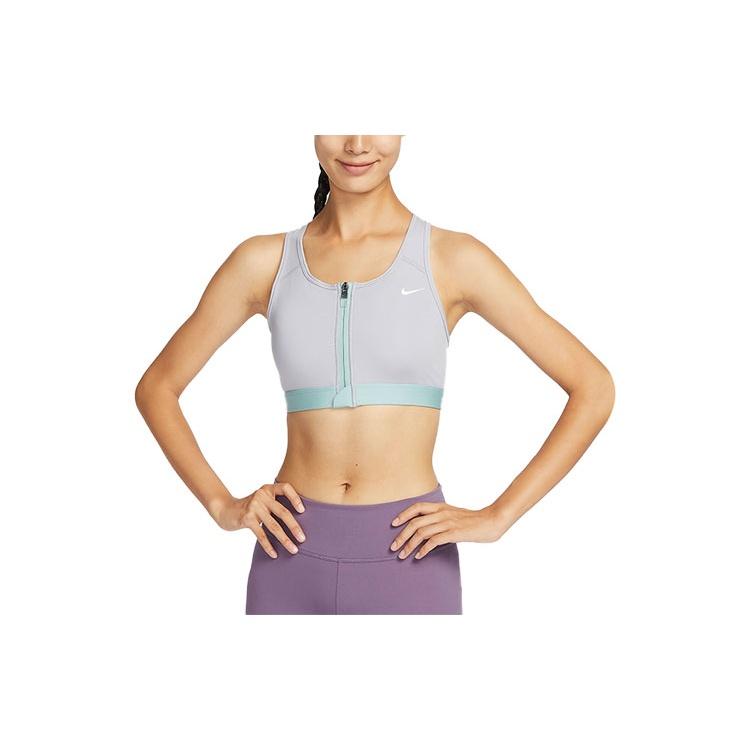 (WMNS) Nike Swoosh Medium-Support Padded Zip-Front Sports Bra blue gray Women s FQ0704-024 S