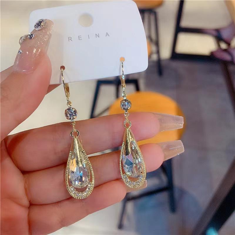 Luxury Sparkling Drop Dangle Earrings Trendy Geometric Crystal Pendant Earrings For Women Fashion Ear Wedding Party Jewelry