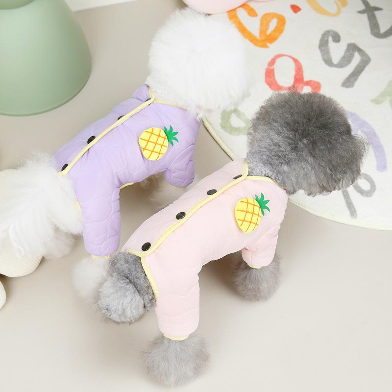 Pet Clothing Dog Clothes Pet Four-Legged Cotton-Padded Clothes Four-Legged Cotton-Padded Clothes 22 Pineapple Four-Legged Cotton-Padded Clothes