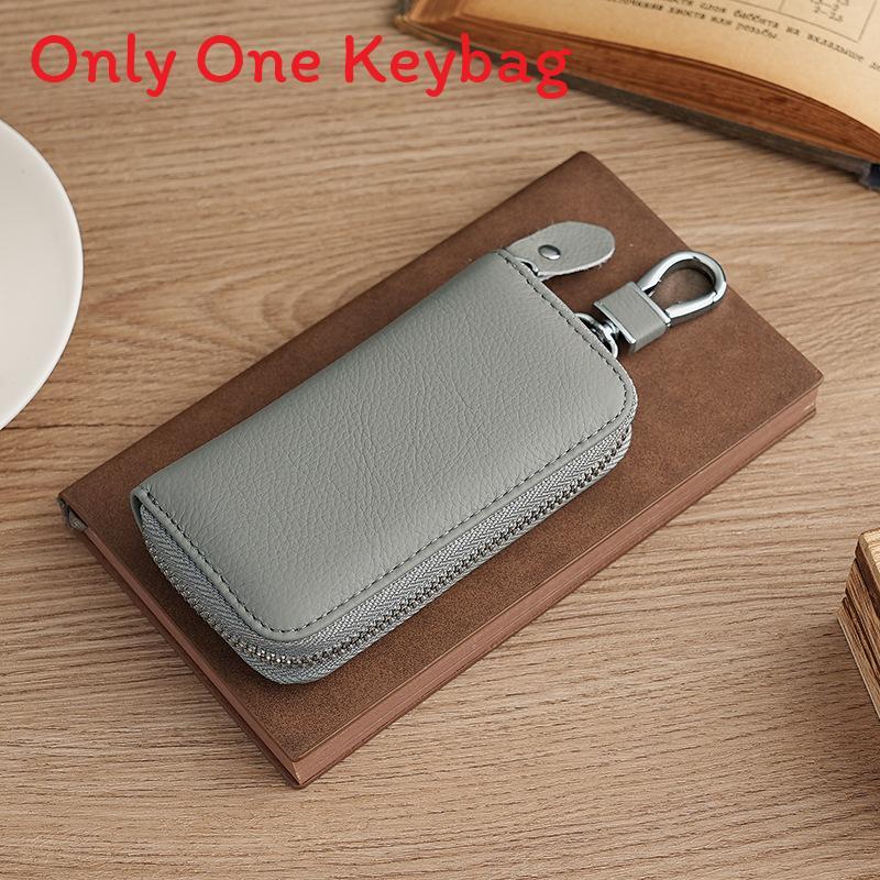 Genuine Leather Car Key Case With Card Holder For Daily Use