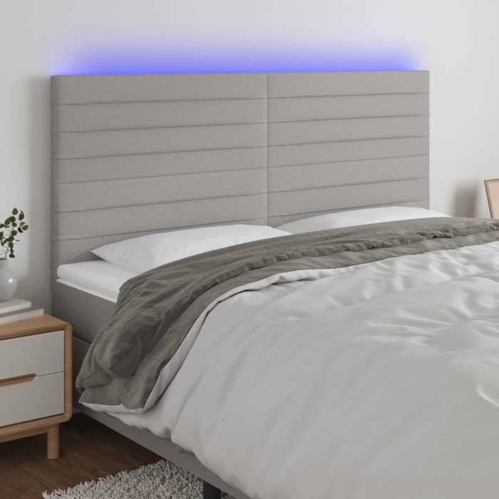 VidaXL Tête de Lit à LED Meuble de Chambre à Coucher Accessoire de Lit Double Tête de Cadre de Lit Intérieur Gris Clair 3122586