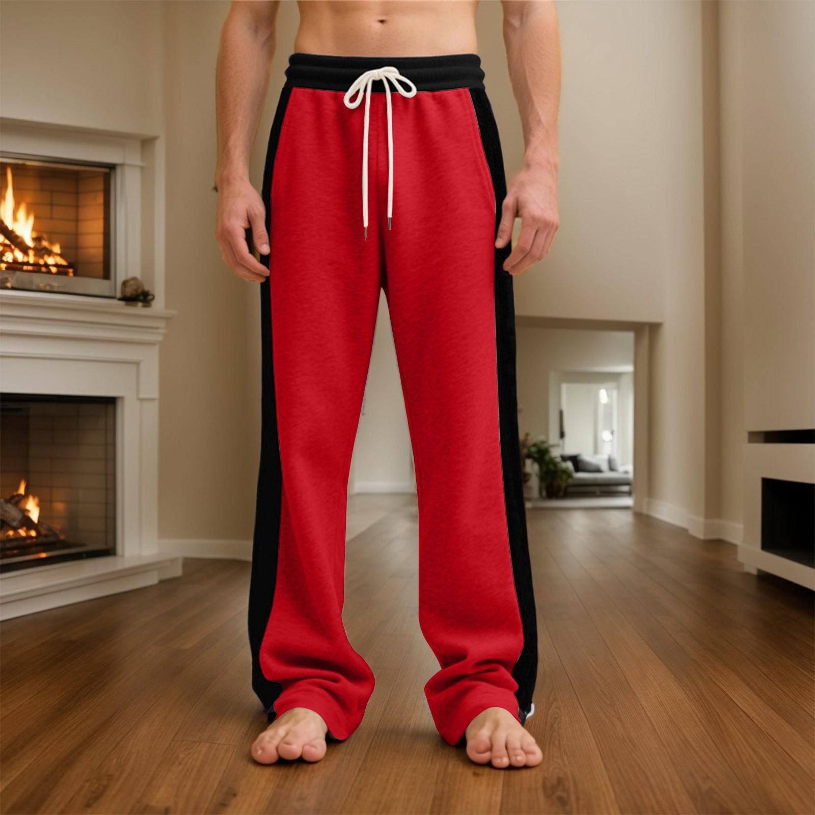 

Чоловічі повсякденні штани на шнурках Усі дихаючі чоловічі штани на шнурках Весна та осінь Vintage у стилі печворк Нові чоловічі вільні прямі штани на шнурках XXL червоний