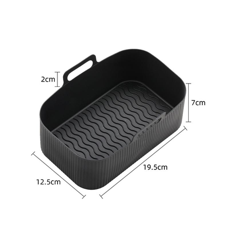 19.5x12.5x7cm Reusable Airfryer Silicone Basket Air Fryer Oven Baking Tray Rectangle Non Stick Air Fryer Basket Kitchen Tools