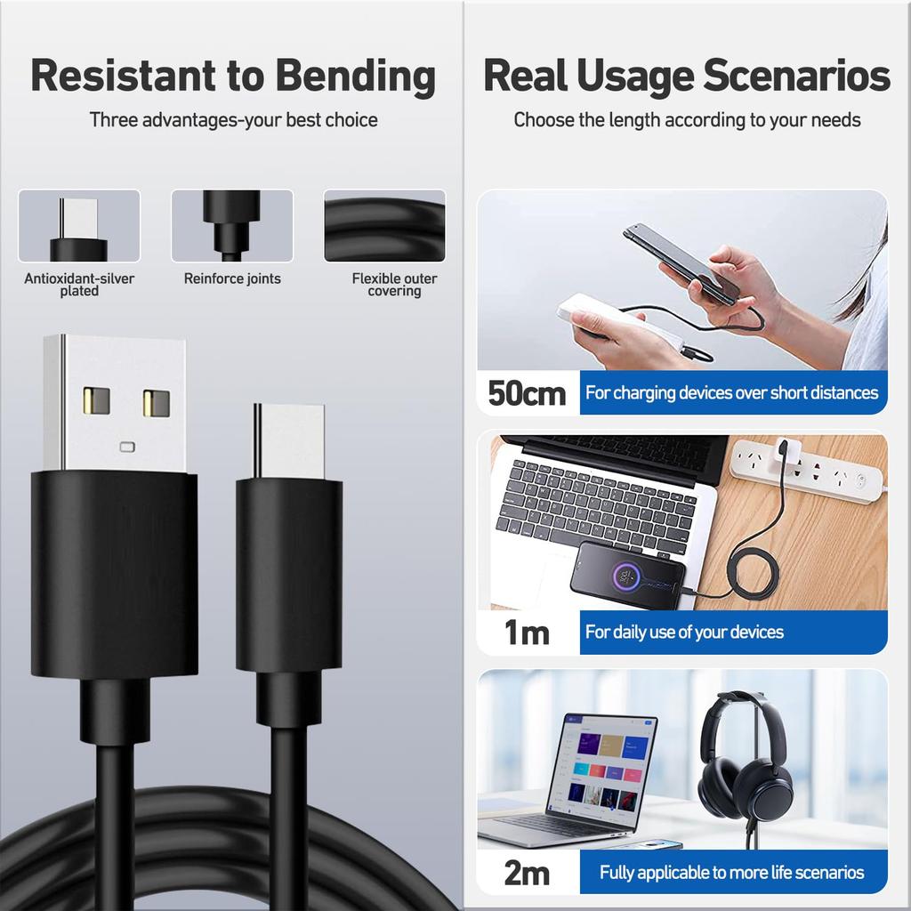 Adhiper USB C Charging Cable for Anker Soundcore Life Q45 Headphones USB C Charger Cord for Anker Liberty Pro Life Space A40 Earphones Bluetooth