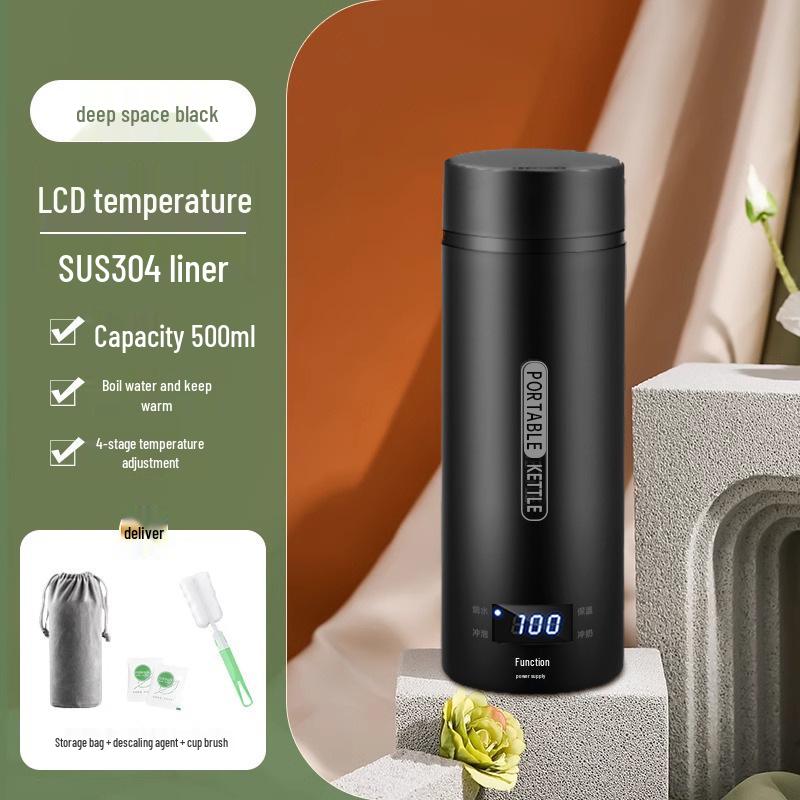 

Компактный черный электрический чайник с контролем температуры для офиса и путешествий