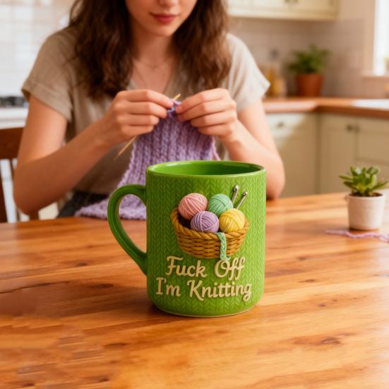 Cană amuzantă pentru tricotat cu citat sarcastic 11/15oz Cană de cafea ceramică Cadou inedit pentru pasionații de tricotat și croșetat