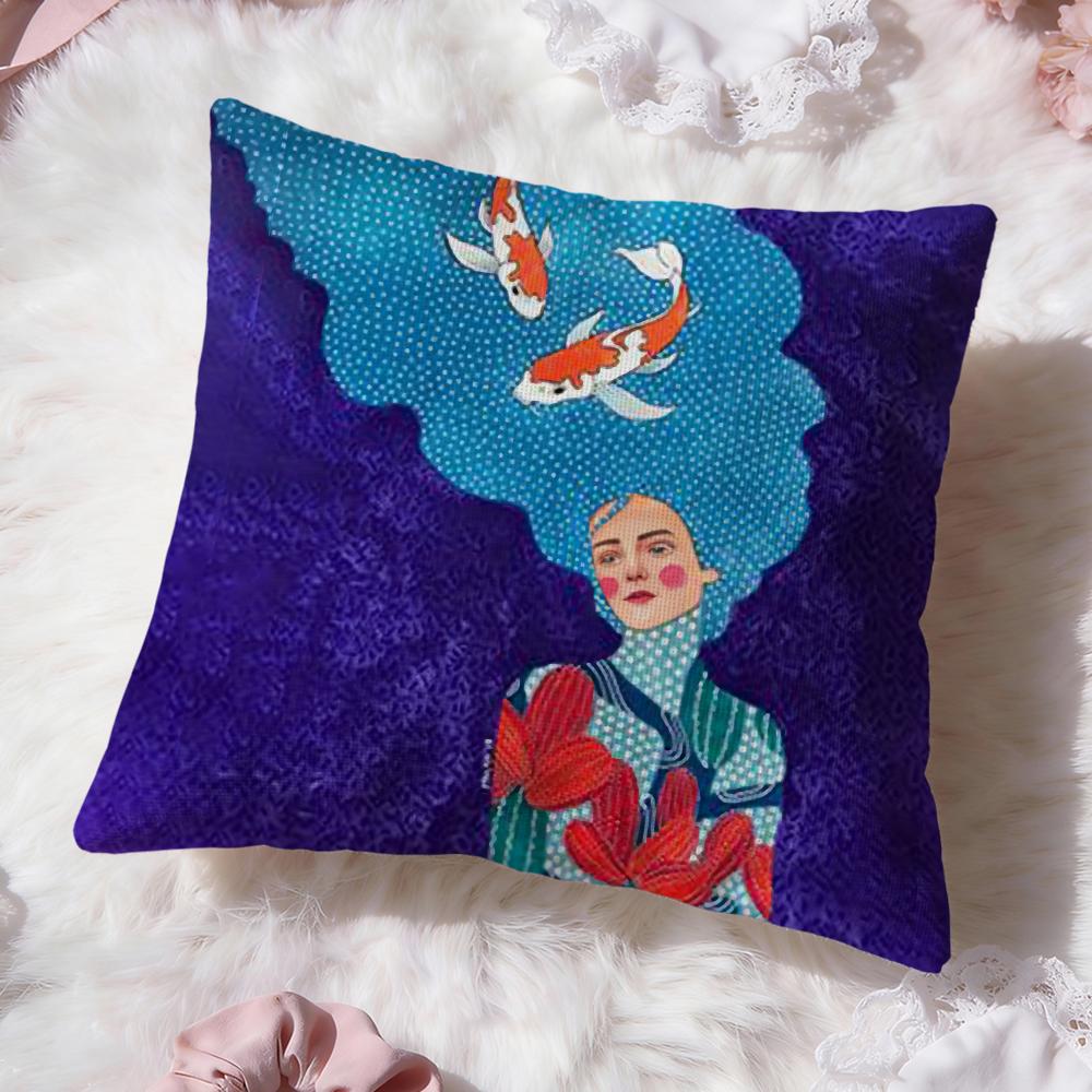 Fashion Vintage Oil Painting Cushion Cover Soft Washable Pillow Case Multi-Scene for Couch Bed Travel Office Use