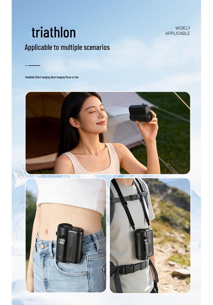 Portable High-Speed Multifunctional Fan: Waist-Hanging, Neck-Hanging, Handheld, USB-Powered Desktop Use