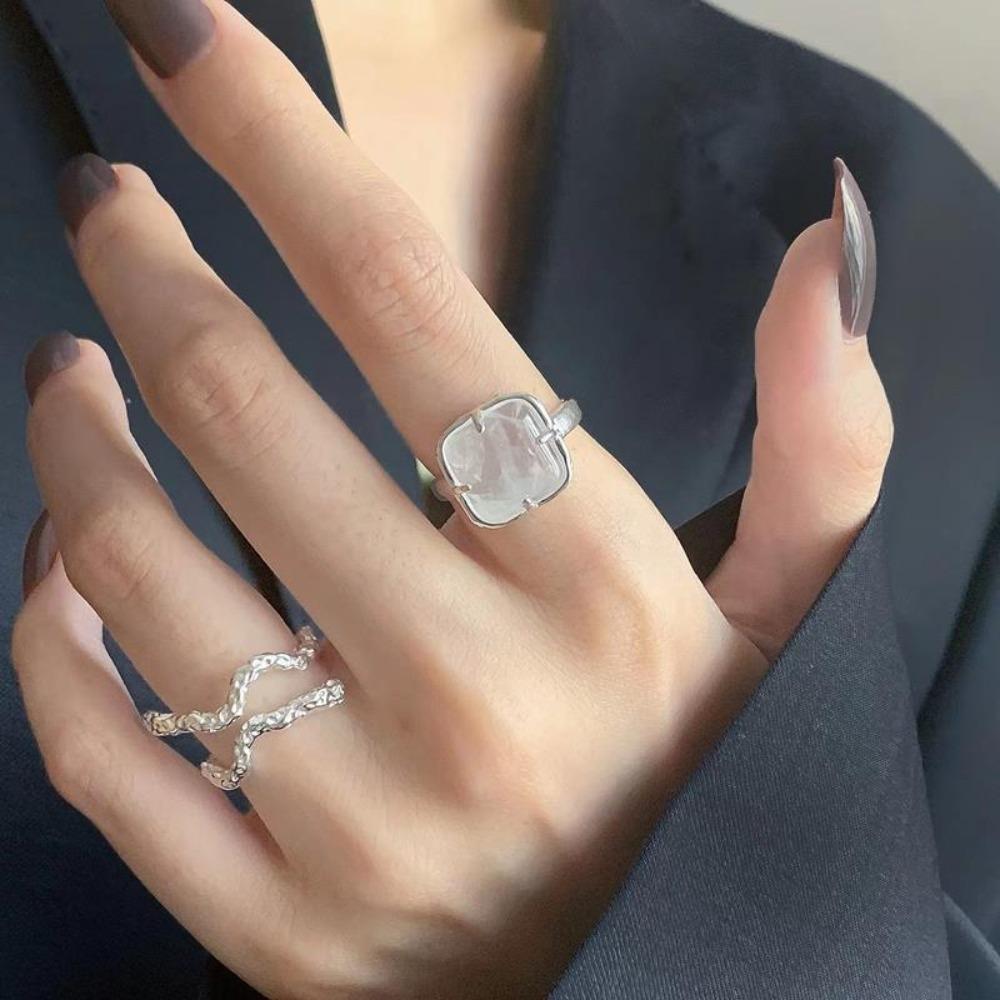 

Geometric Square Ring Irregular Adjustable Retro Ring Korean Style Accessories Birthday Gift