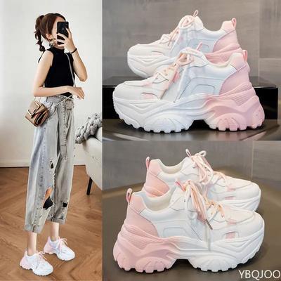 Fashion Ladies New Dad Shoes Thick Soled White Sports Shoes Fashion Color Blocking Trendy Shoe Comfort Casual Women's Sneakers Mujer