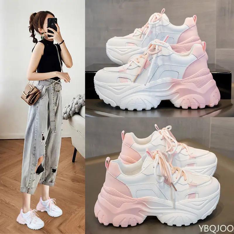 Fashion Ladies New dad Shoes Thick soled white sports shoes Fashion color blocking trendy shoe Comfort casual women's Sneakers Mujer