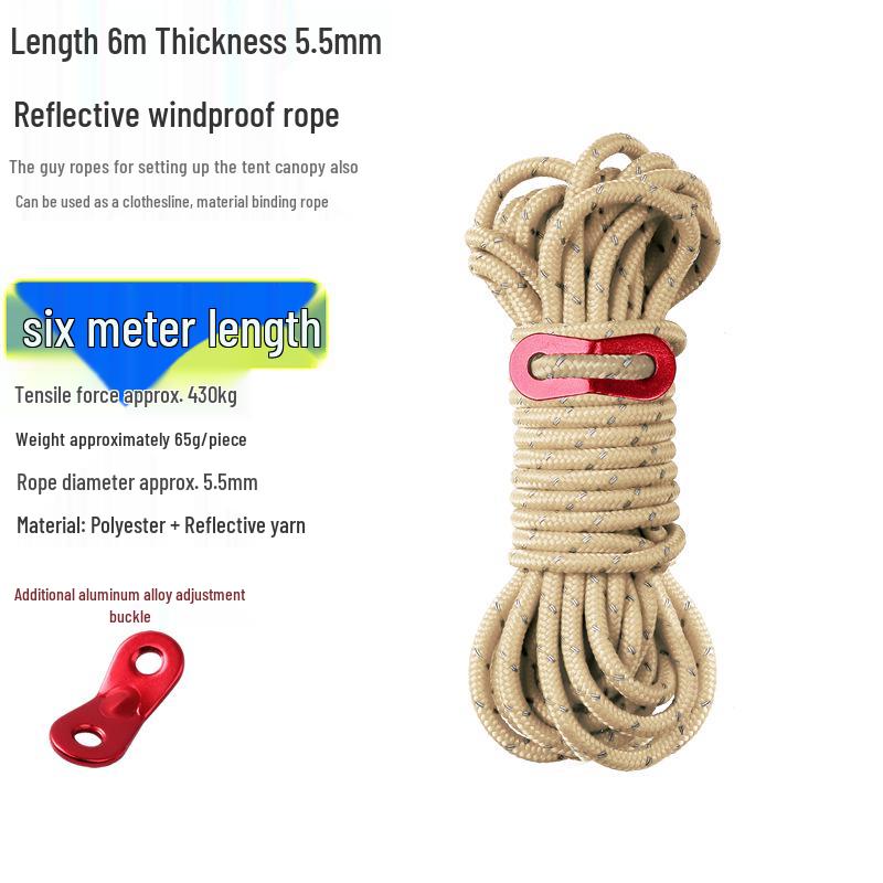 Reflective Wind Rope for Camping Tents - 4mm & 6mm Guy Rope